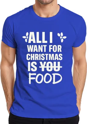 Produktbild von All I want for Christmas is food lustiger Weihnachtsspruch Xmas Herren T-Shirt, Blau, M