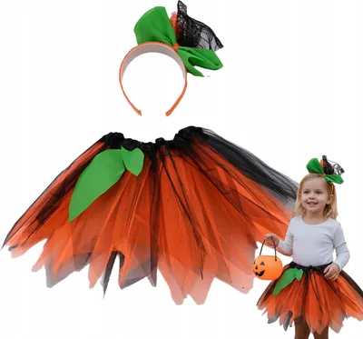 Zdjęcie produktu dla Dynia Halloween Strój Karnawałowy Dla Dziewczynki Spódniczka Opaska
