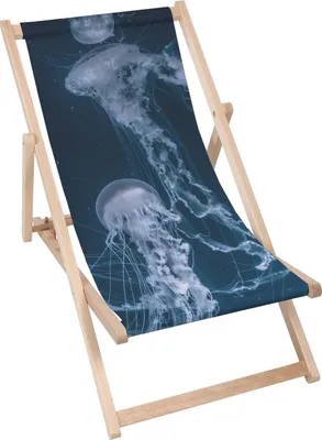 Produktbild von Dreamroots Liegestuhl klappbar Holz, Buchenholz bis zu 130 kg, Sonnenliege klappbar mit 3-stufiger Neigungsregulierung der Rückenlehne, Jellyfish