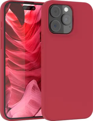 Produktbild von EAZY CASE Silikonhülle für Apple iPhone 15 Pro Max Silikon Backcover Schutz in Rot