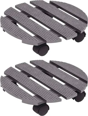 Produktbild von Pflanzenroller 2 Stk. Grau Ø30x7,5 cm WPC