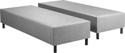 Two identical grey bed bases are shown side-by-side against a white background.