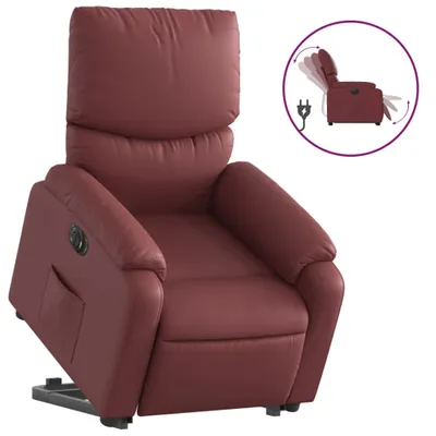 Produktbild von vidaXL Relaxsessel mit Aufstehhilfe Elektrisch Weinrot Kunstleder