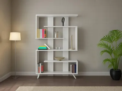 Produktbild von Bücherregal Dmandell, Büroregal, Mobiler Buchhalter, Bücherbrett, 120x20h162 cm, Weiß