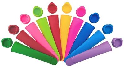 Produktbild von Eisformen 10 Stück - Silikon Eis am Stiel Formen - Wiederverwendbare Eis am Stiel - BPA-freie Eisformen - Eisformen für Wassereis - Mit Deckel
