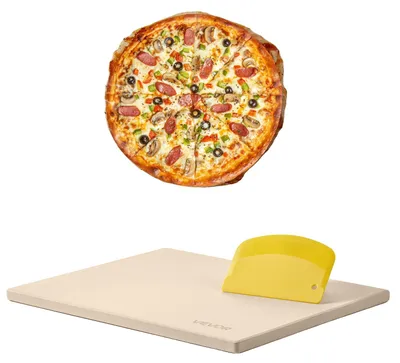Productafbeelding van VEVOR Pizzasteen Baksteen 38 x 30 cm, rechthoekige cordieriet pizzasteen, extra grote steenplaat met schraper, 1,5 cm dik, hittebestendig, geschikt voor keukenovens, broodbakken, pizzabakken en grillen