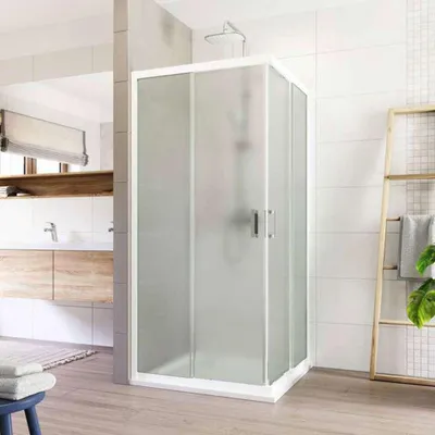 Productafbeelding van Mereo douchecabine, model Lima, vierkant, schuifdeur, 90x90 cm, wit aluminium, glas Point - CK608A02K