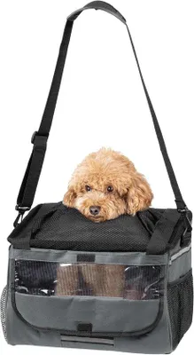 Produktbild von Famanu Hunde-Fahrradkorb mit Tragetasche, bis 10 kg, schwarz/grau