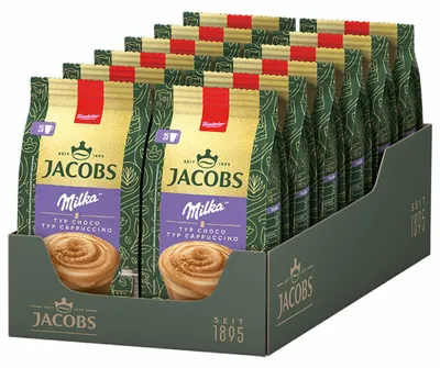 Produktbild von Jacobs Typ Choco Cappuccino Milka, Instantkaffee, Mit Schokonote, Nachfüllbeutel, 12 x 400 g