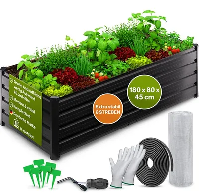 Produktbild von TTL GARDEN Meadow L Low Hochbeet 180x80x45cm Metall Anthrazit verzinkt, KI-generiertes Bild