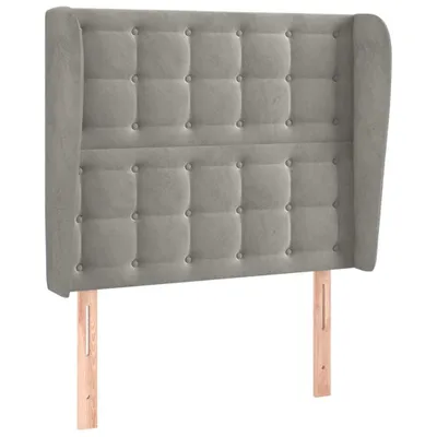 Image de vidaXL Tête de lit avec oreilles gris clair 103x23x118/128 cm velours