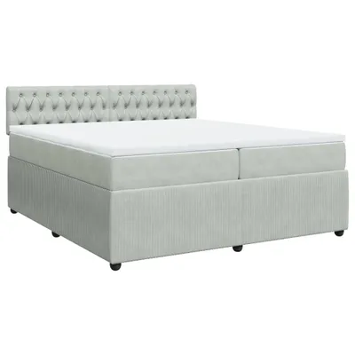 Produktbild von Boxspringbett mit Matratze Hellgrau 200x200 cm Samt