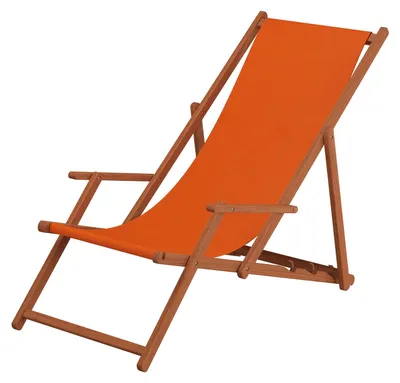 Produktbild von Strandstuhl terracotta Gartenstuhl Sonnenliege Deckchair Buche dunkel Kissen klappbar 10-309 KD