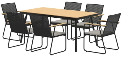 Obrázek produktu pro Zahradní nábytek pro 6 osob se stolem a 6 židlemi | Barva: Hnědá, černá | Rozměry: 85 x 160 x 75 cm