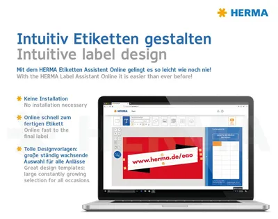 Produktbild von HERMA 10726, Weiß, Selbstklebendes Druckeretikett, Gestanztes Etikett, A4, Papier, Laser/Inkjet