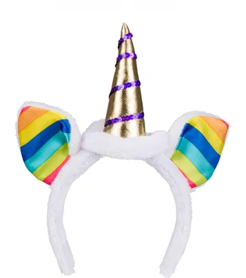 Immagine prodotto di Cerchietto unicorno con orecchie e corno bianco-colorato - taglia unica