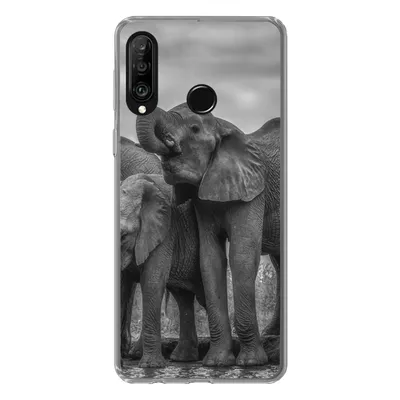 Produktbild von MuchoWow® Handyhülle Schutzhülle Hülle für Huawei P30 Lite Elefant - Tiere - Wasser - Schwarz und weiß Silikon Softcase Handy Hülle - Handyhülle
