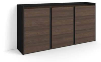Image de Buffet effet bois de chêne foncé et noir 156x35x80cm