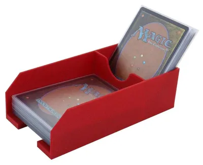 Imagen del producto de Soporte para barajas de cartas con compartimento de almacenamiento, tamaño estándar para juegos de cartas – Color cereza