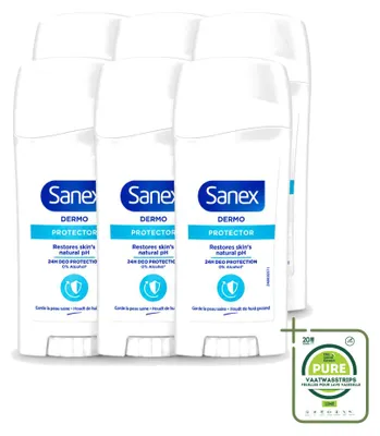 Produktbild von 6 x Sanex Dermo Protector Deodorant Stick - 65 ml - Großpackung - 6 Stücke