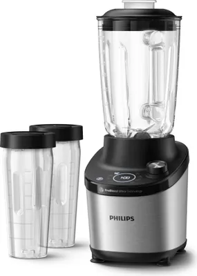 Produktbild von Philips Standmixer Avance Collection ProBlend inkl. 2 Trinkflaschen, 1.5 L, 1400 W, Metall/Glas (HR3760/10)