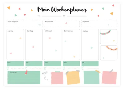 Produktbild von Friendly Fox Schreibtischunterlage Papier, DIN A3 Notizblock, 25 Blatt Bürounterlage Wochenplaner Schreibtisch, Dreiecke