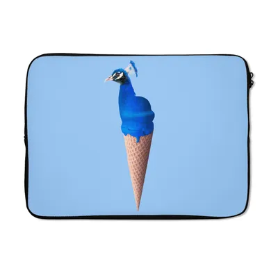 Produktbild von MuchoWow® Laptop Hülle 13 Zoll Pfau - Eistüte - Eiscreme - Blau - Vogel Laptoptasche - Laptophülle - Sleeve - Rundumschutz