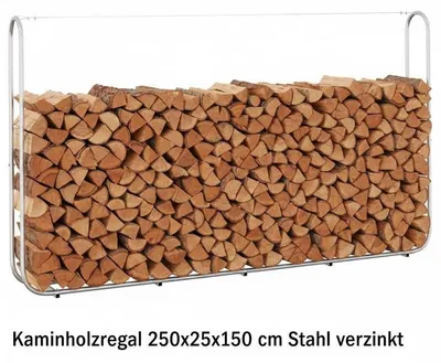 Obrázok produktu pre Stojan na drevo, pozinkovaná oceľ, odolný dizajn pre vonkajšie použitie, strieborná farba