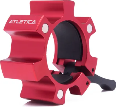 Produktbild von ATLETICA Aluminium | Hantelverschlüsse | Rot | Paarweise | 50 mm | Magnetisch | Gummischutz auf der Innenseite | Hervorragender Halt