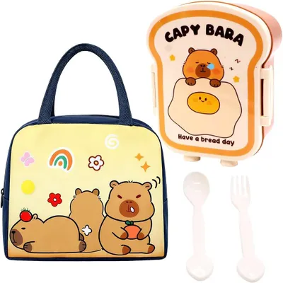 Produktbild von Lunchbox mit Fächern, auslaufsichere Kühltasche, Besteck, für Büro