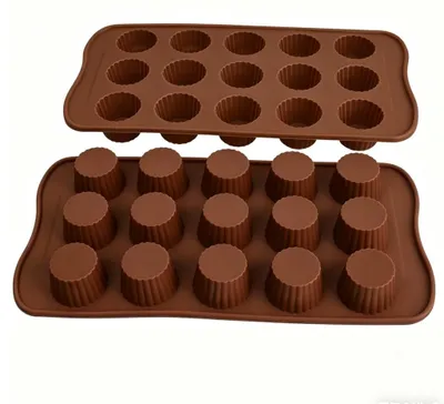 Produktbild von Pralinenform aus Silikon - 15 Mulden für Schokolade und Gebäck - 2 Stück - Braun