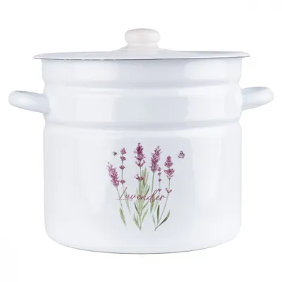 Immagine prodotto di Pentola in smalto da 12 litri, pentola per cucinare, pentola universale, pentola per zuppe, compatibile con piani cottura a induzione, colore lavanda, con coperchio