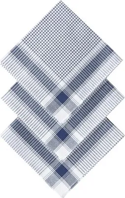 Produktbild von D&L Herren Taschentücher - Baumwolle - Kariertes Design - 12er Set - Blau/Weiß
