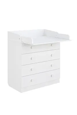 Produktbild von Wickelkommode Shefa Kids 800 in weiß | 4 Schubladen, 74x77cm Wickelfläche | DIN EN 716  | Premium Babymöbel