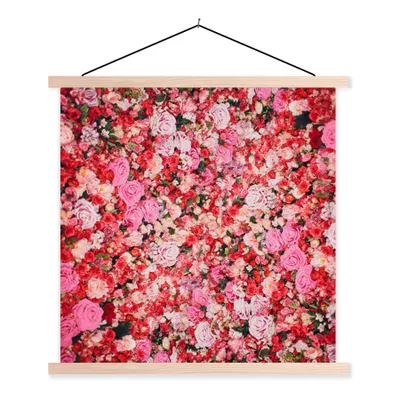 Produktbild von MuchoWow® Textilposter Blumen - Farben - Rosen 120x120 cm mit holzfarbenen Rahmen - Textil-Poster