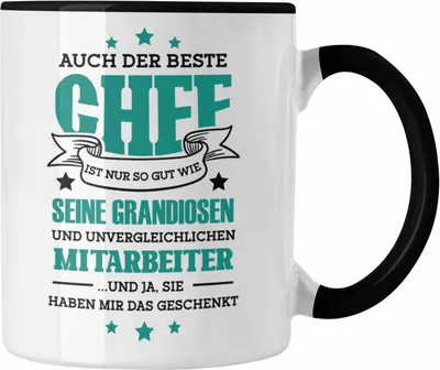 Produktbild von Trendation - Tasse Geschenk für Chef von Mitarbeitern Spruch Kaffeetasse (Schwarz)