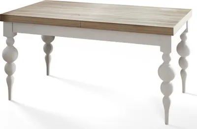 Obrázok produktu pre Obdĺžnikový jedálenský stôl LENA, rozkladací stôl, rozmery: 120-160X80X78,5 cm, farba obývačkového stola: SONOMA, s nohami stola v bielej farbe