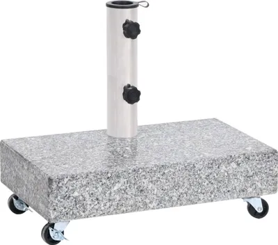 Produktbild von vidaXL Sonnenschirmständer Granit Hellgrau 45x25x8,3 cm, mit Rollen, 2 Adapter, für Schirmstangen 38/48 mm Durchmesser, 25 kg, Edelstahl 201