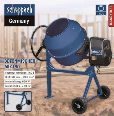 Zdjęcie produktu dla SCHEPPACH Mieszalnik do betonu 160 L MIX160