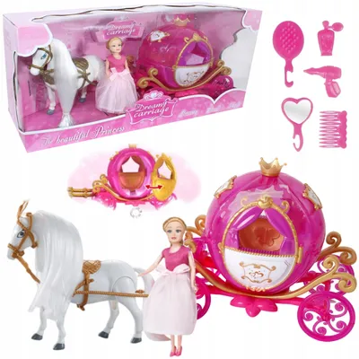 Produktbild von Kutschenpuppe mit laufendem Pferd, Geräuschen und Lichteffekten 2206B