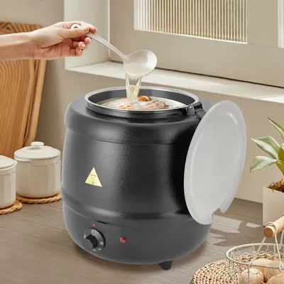 Obrázek produktu pro Ohřívač polévky, elektrický ohřívač polévky, ohřívač potravin s víkem, černý