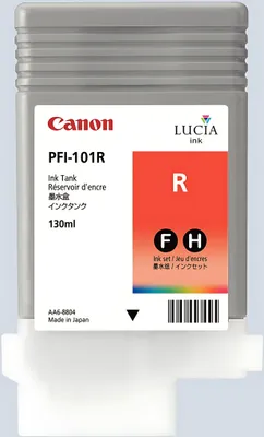 A Canon PFI-101R ink tank cartridge.