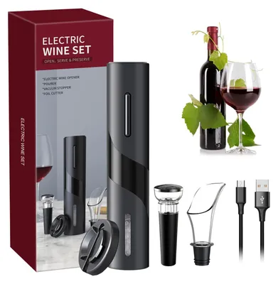 Immagine prodotto di Kit per l'apertura automatica di bottiglie di vino elettrico, cavatappi elettrico senza fili, automatico