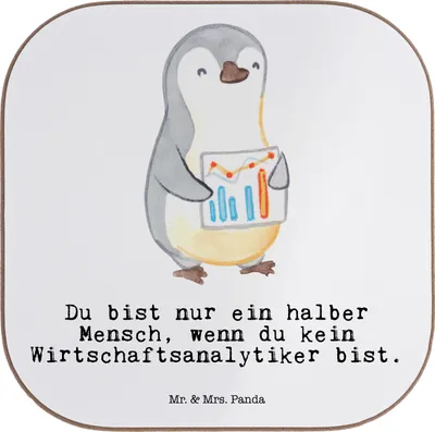 Produktbild von Mr. & Mrs. Panda Untersetzer für Gläser Wirtschaftsanalytiker Herz - Weiß - Geschenk, Tassenuntersetzer, Coaster, Holzuntersetzer, gläseruntersetzer