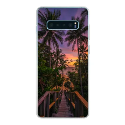 Produktbild von MuchoWow® Handyhülle Schutzhülle Hülle für Samsung Galaxy S10 Lite Sonnenuntergang - Palmen - Strand Silikon Softcase Handy Hülle - Schutz