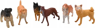 Produktbild von Grosse Figuren Hunde Akita Cocker Spaniel Schnauzer Figurenset 6 Stück