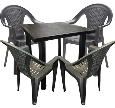 Produktbild von Bistro Sitzgarnitur Bistrogarnitur Gartenmöbel Outdoormöbel 5tlg Anthrazit
