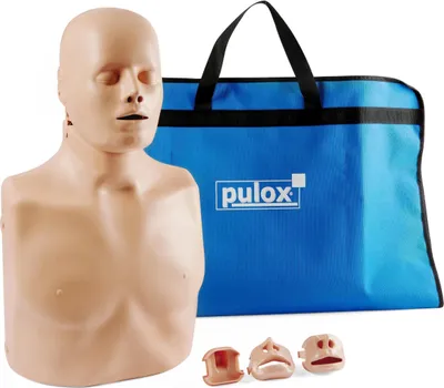 Produktbild von Pulox Trainingspuppe Practi-Man Advance mit Esmarch Handgriff Funktion, Gesichtsmaske, 5 Luftbeuteln und Tragetasche
