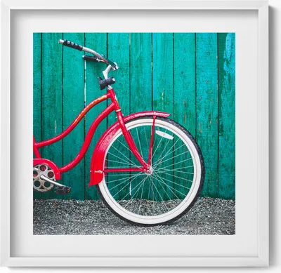 Produktbild von Schwarzes Fahrrad– Wandbild mit Rahmen – Gerahmtes Bild  – Wanddekoration – 50x50 cm –  Weiß Rahmen