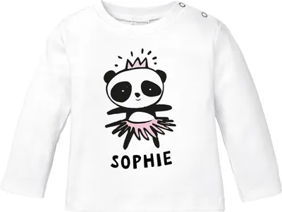 Produktbild von Baby Langarmshirt mit Namen personalisiert kleines Panda-Bär Mädchen Wunschname Baumwolle SpecialMe® weiß 56/62 (1-3 Monate)
